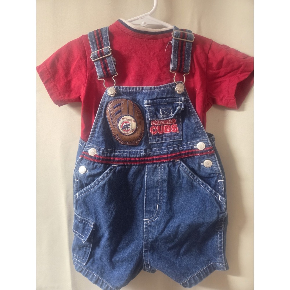 Carters Chicago Cubs Bibs/Overalls w/ Red Shirt Toddlers Sz 18 mos